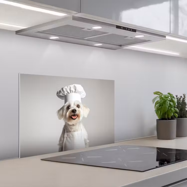 Spatscherm keuken - Hond - Wit - Kok — 5