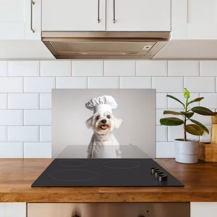 Spatscherm keuken - Hond - Wit - Kok — 6