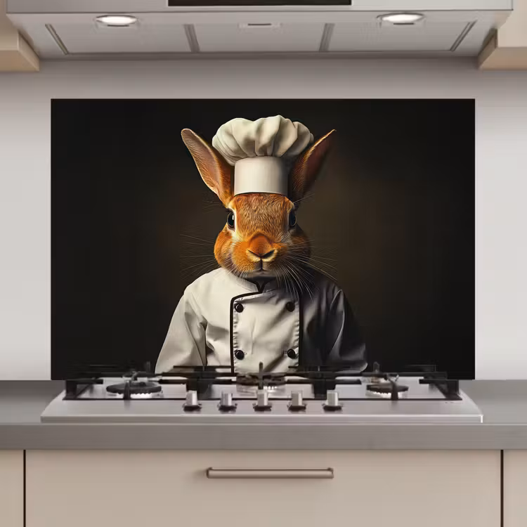 Spatscherm keuken - Konijn - Kok - Dier — 1