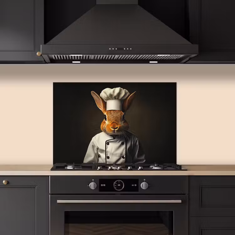Spatscherm keuken - Konijn - Kok - Dier — 2
