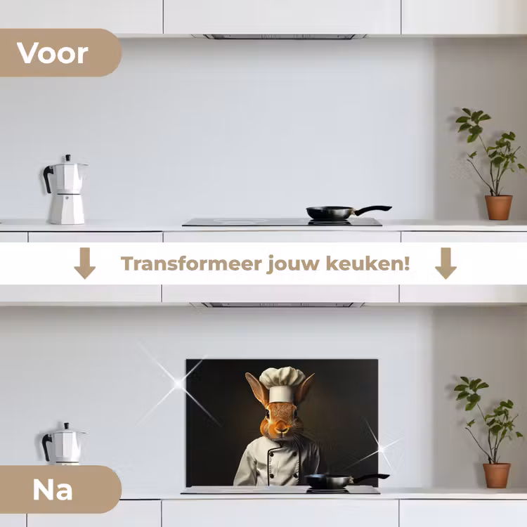 Spatscherm keuken - Konijn - Kok - Dier — 3