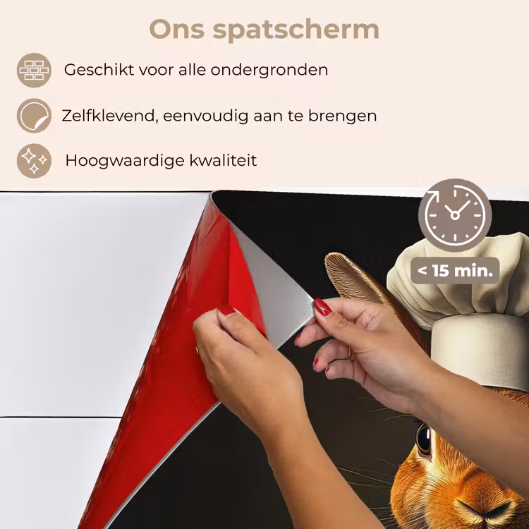 Spatscherm keuken - Konijn - Kok - Dier — 4