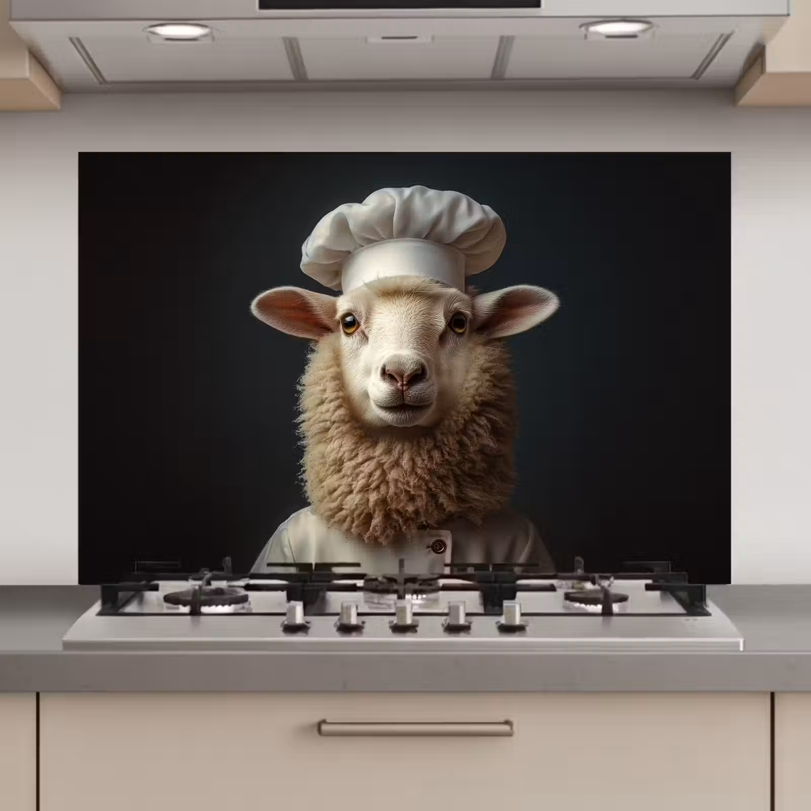 Spatscherm keuken - Schaap - Wol - Kok — 1