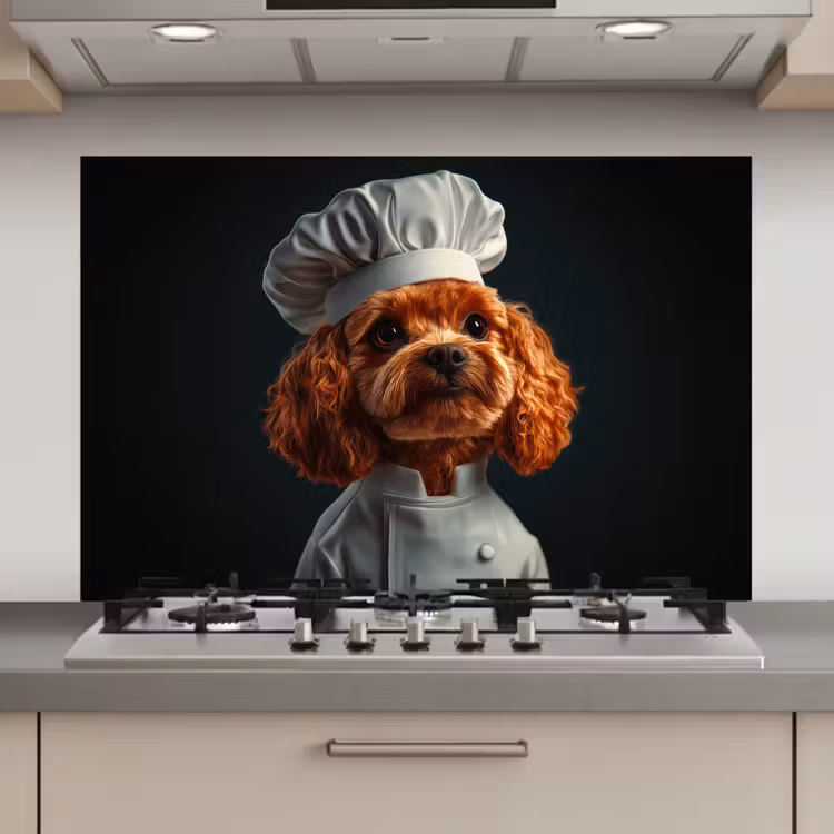 Spatscherm keuken - Bruin - Kok - Hondje — 1