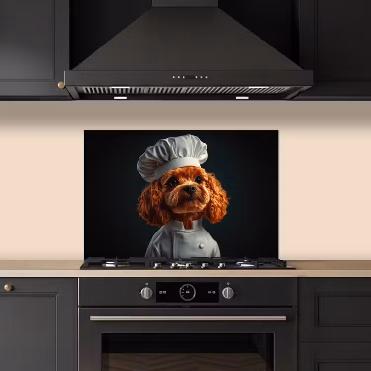 Spatscherm keuken - Bruin - Kok - Hondje — 2