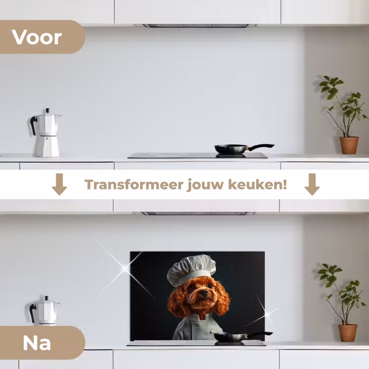 Spatscherm keuken - Bruin - Kok - Hondje — 3