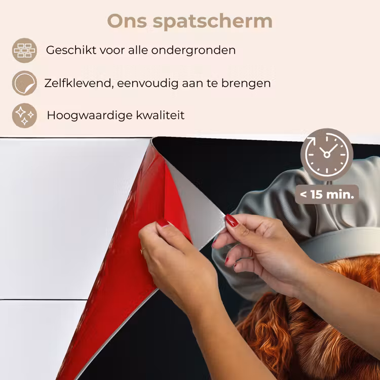 Spatscherm keuken - Bruin - Kok - Hondje — 4