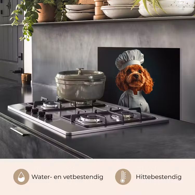 Spatscherm keuken - Bruin - Kok - Hondje — 7