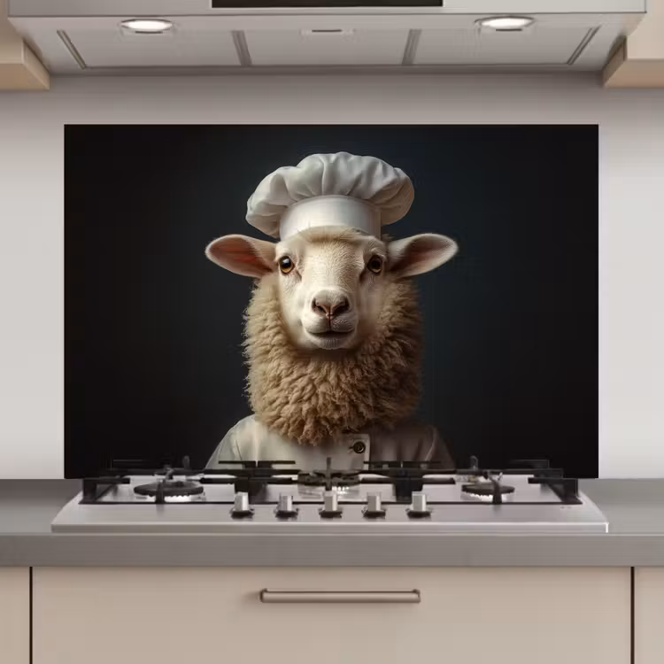 Spatscherm keuken - Schaap - Wol - Kok — 1