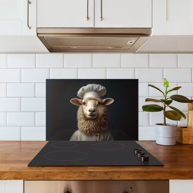 Spatscherm keuken - Schaap - Wol - Kok — 6