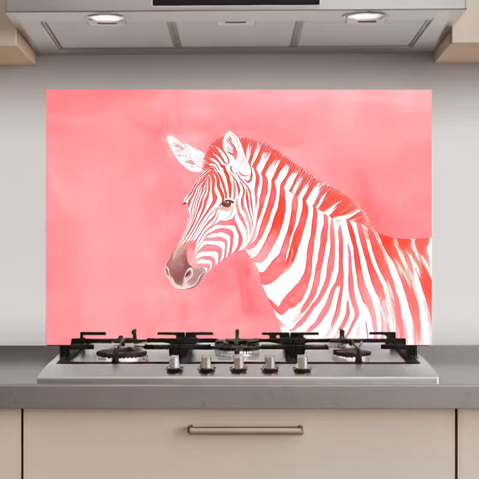 Spatscherm keuken - Zebra - Pink - Verf — 1