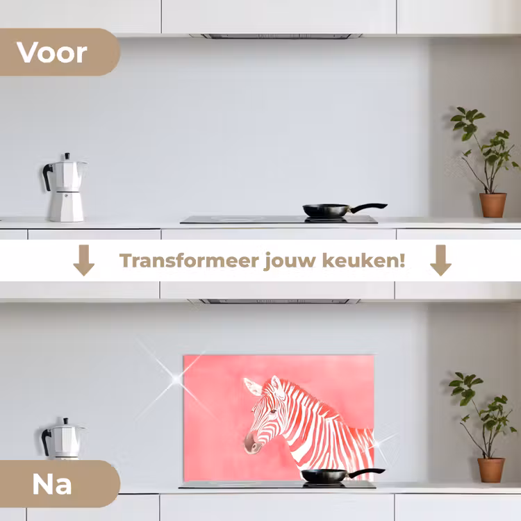 Spatscherm keuken - Zebra - Pink - Verf — 3