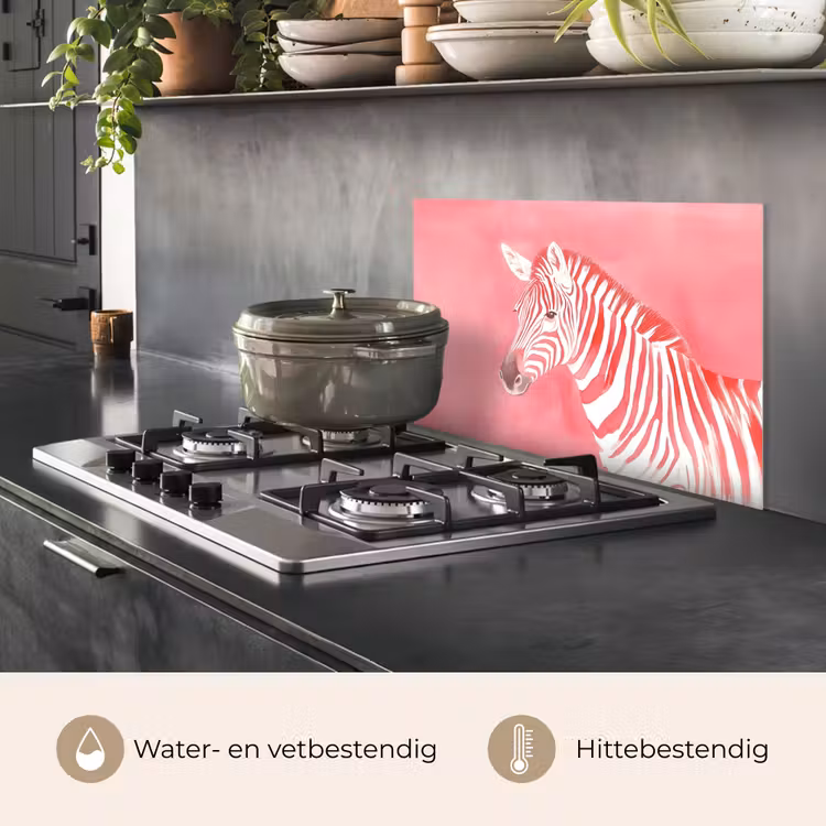 Spatscherm keuken - Zebra - Pink - Verf — 7
