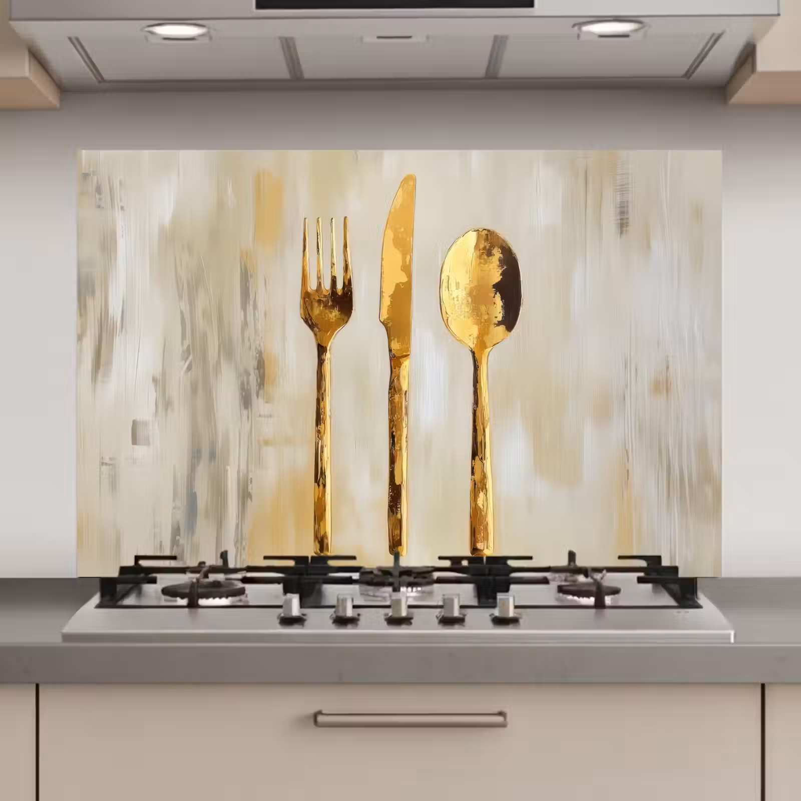 Spatscherm keuken - Verf - Goud - Bestek — 1