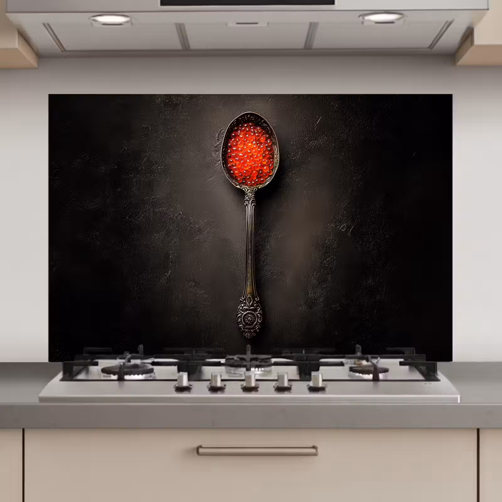 Spatscherm keuken - Zwart - Lepel - Caviar — 1