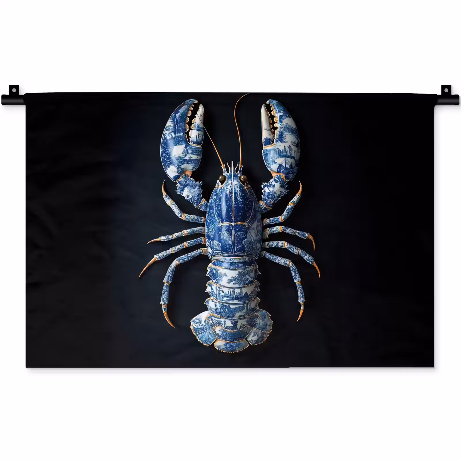 Wandkleed - Kreeft - Delftsblauw - Schild - Stoer — 1