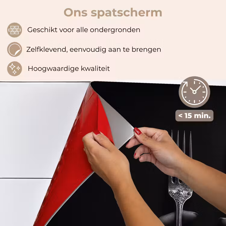 Spatscherm keuken - Bestek - Zwart - Wit — 4