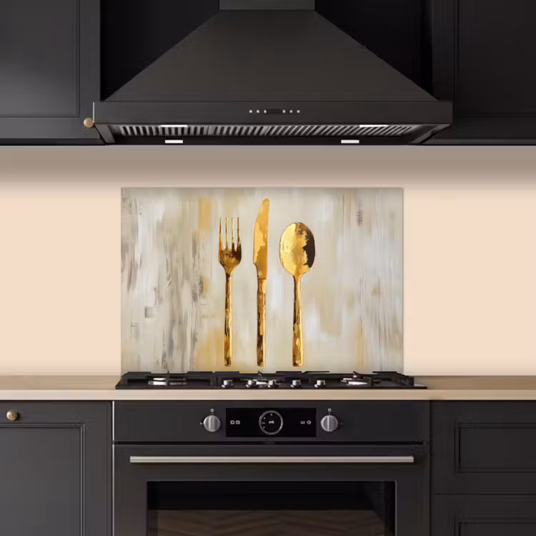 Spatscherm keuken - Verf - Goud - Bestek — 2