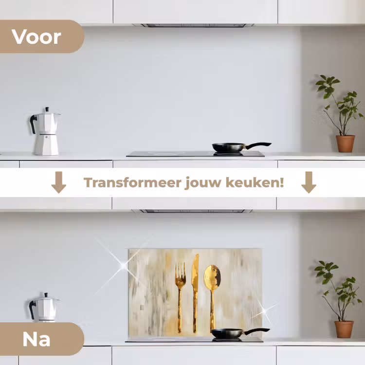 Spatscherm keuken - Verf - Goud - Bestek — 3