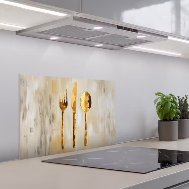Spatscherm keuken - Verf - Goud - Bestek — 5
