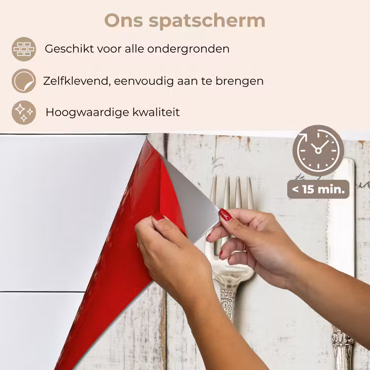Spatscherm keuken - Zilver - Bestek - Hout — 4
