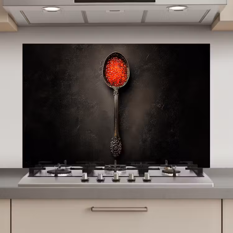Spatscherm keuken - Zwart - Lepel - Caviar — 1