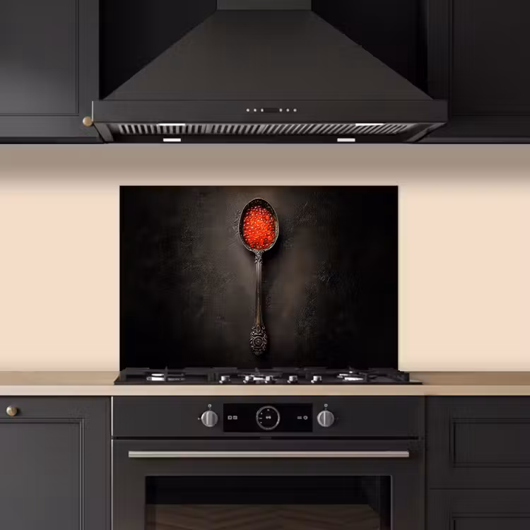 Spatscherm keuken - Zwart - Lepel - Caviar — 2