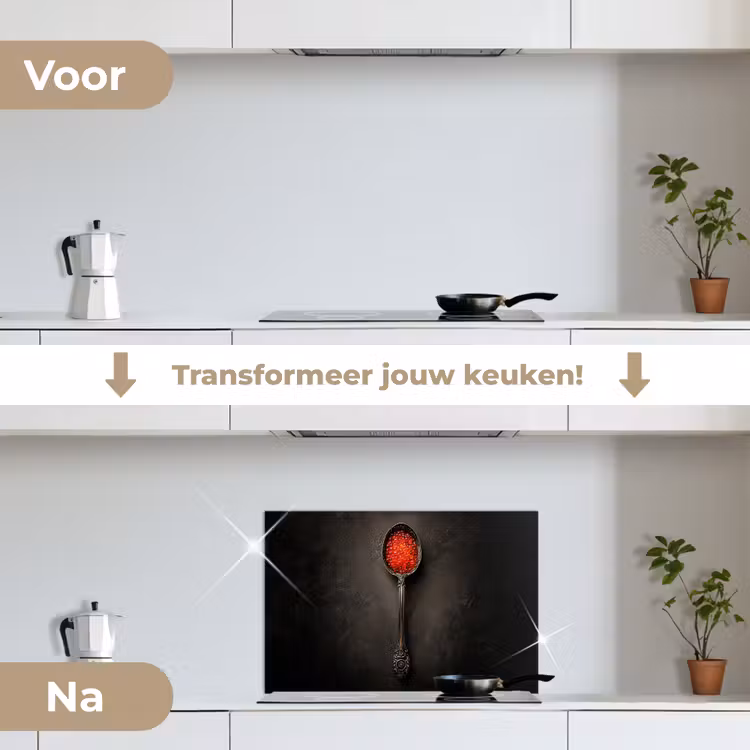 Spatscherm keuken - Zwart - Lepel - Caviar — 3