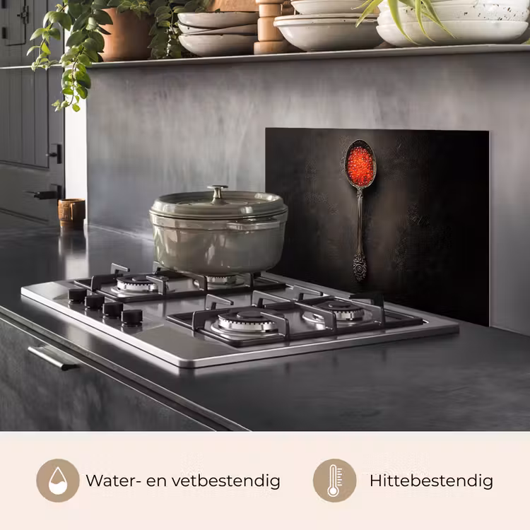 Spatscherm keuken - Zwart - Lepel - Caviar — 7