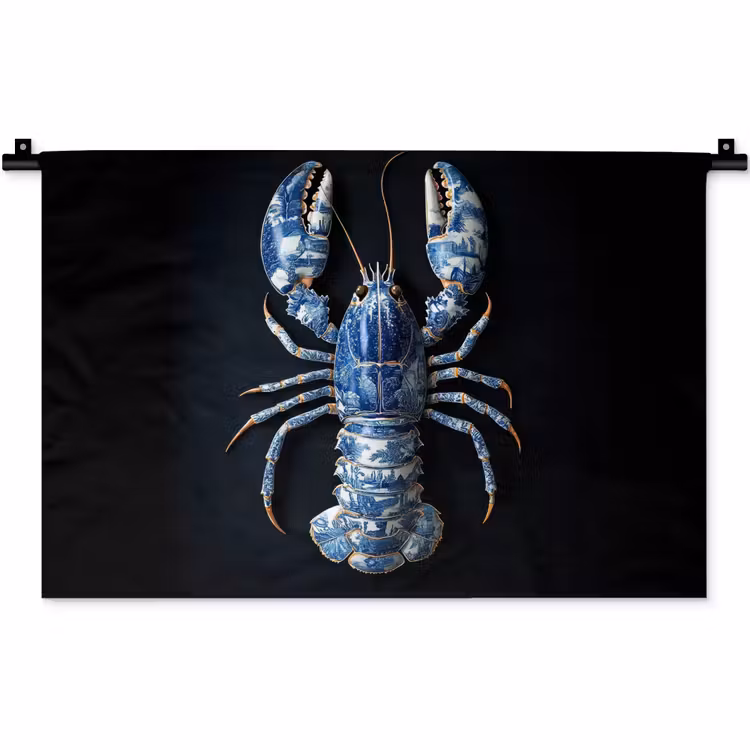 Wandkleed - Kreeft - Delftsblauw - Schild - Stoer — 1