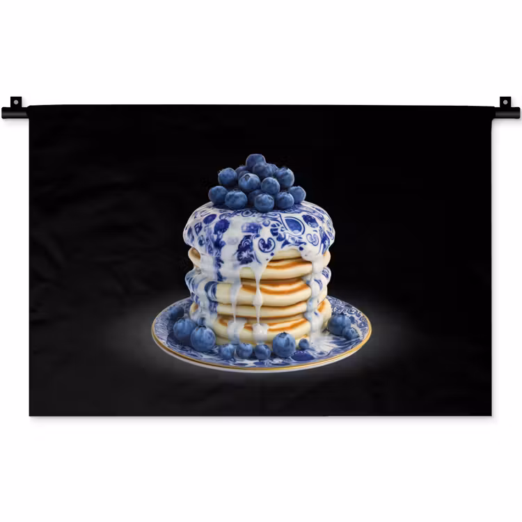 Wandkleed - Pannenkoeken - Blauwe Bessen - Bord — 1
