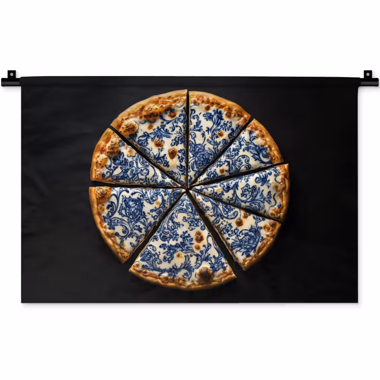 Wandkleed - Pizza - Eten - Delftsblauw — 1
