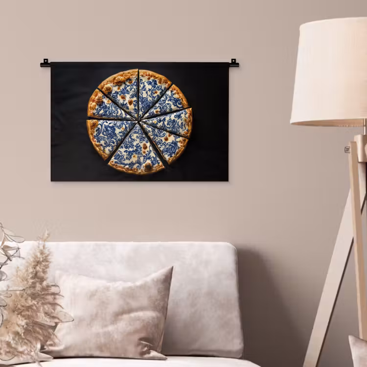 Wandkleed - Pizza - Eten - Delftsblauw — 2