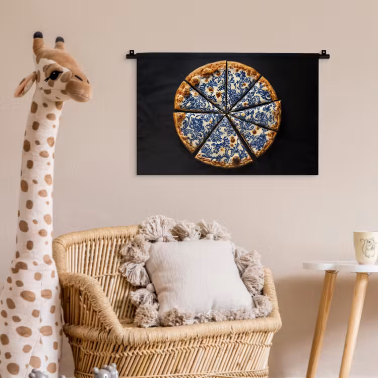 Wandkleed - Pizza - Eten - Delftsblauw — 5