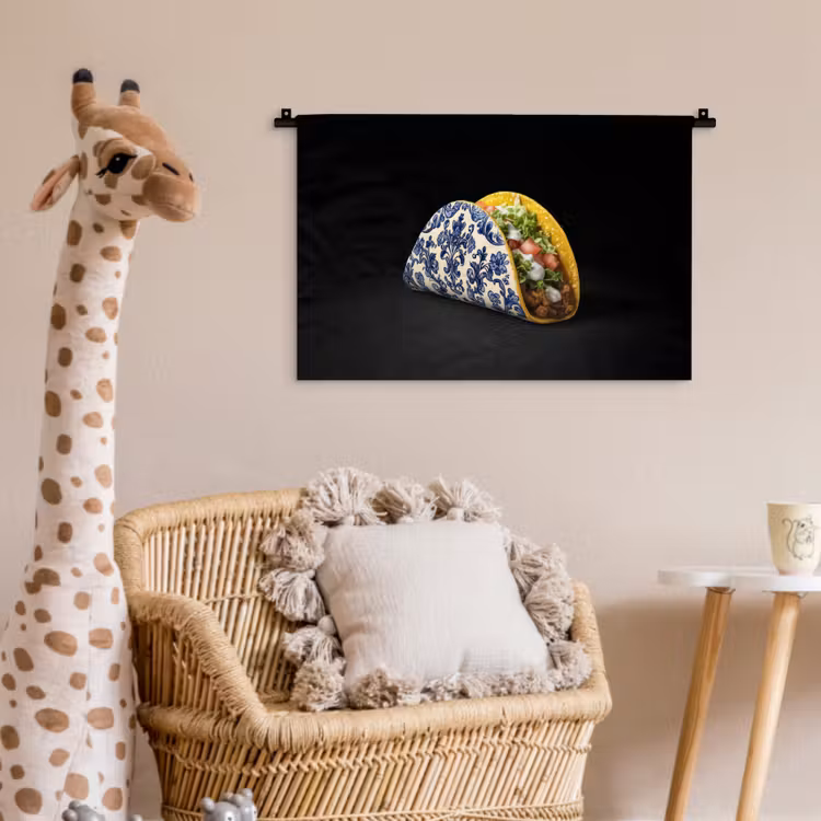 Wandkleed - Taco - Vlees - Salade - Delftsblauw - Motief — 5