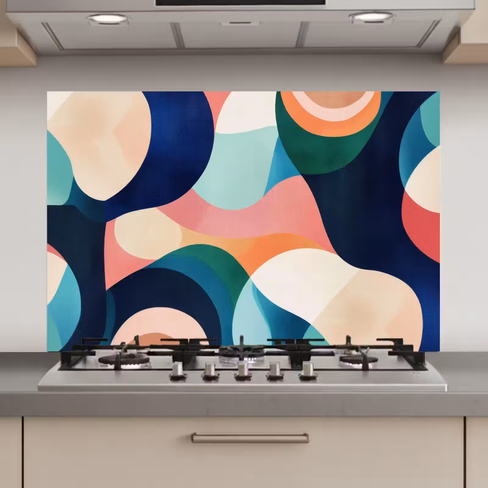 Spatscherm keuken - Abstract - Blauw - Roze — 1