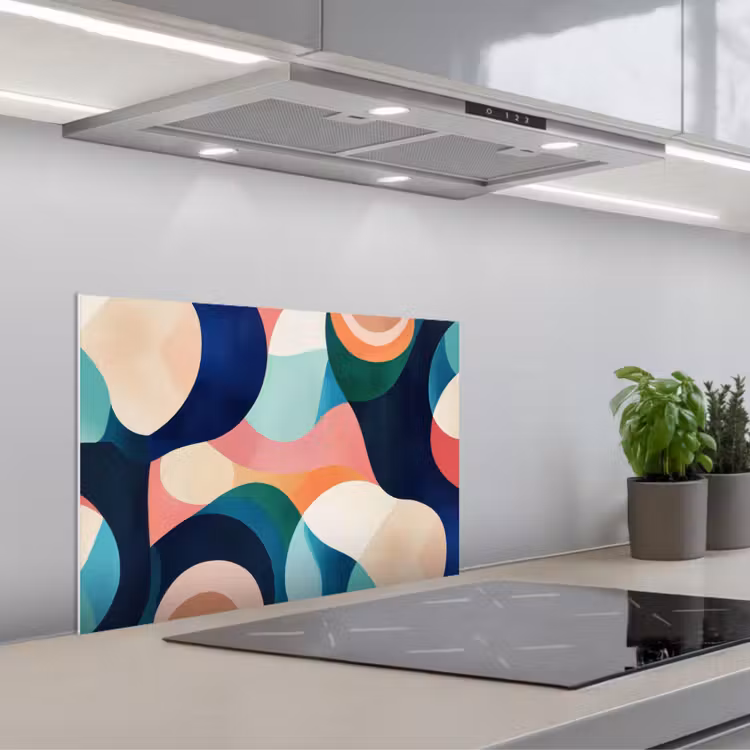Spatscherm keuken - Abstract - Blauw - Roze — 5