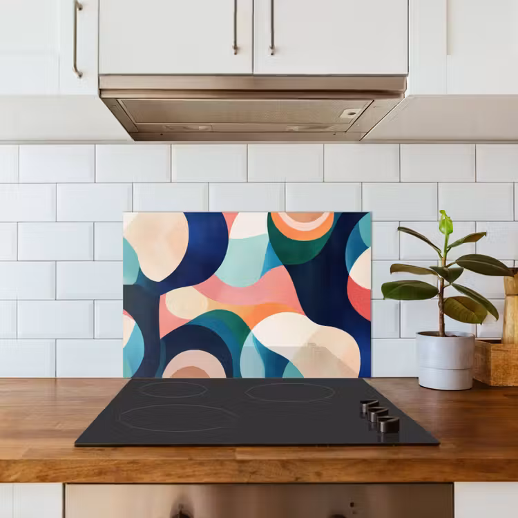 Spatscherm keuken - Abstract - Blauw - Roze — 6