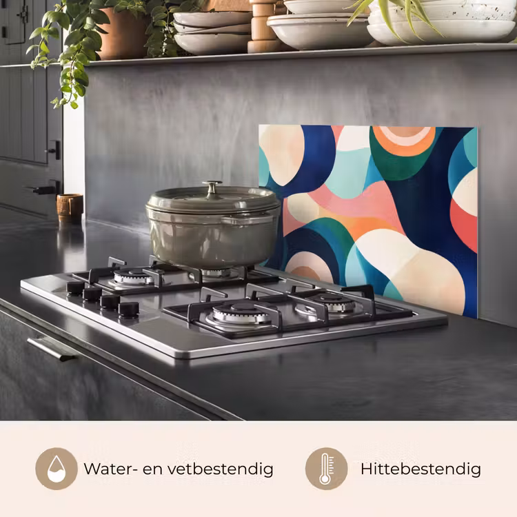 Spatscherm keuken - Abstract - Blauw - Roze — 7