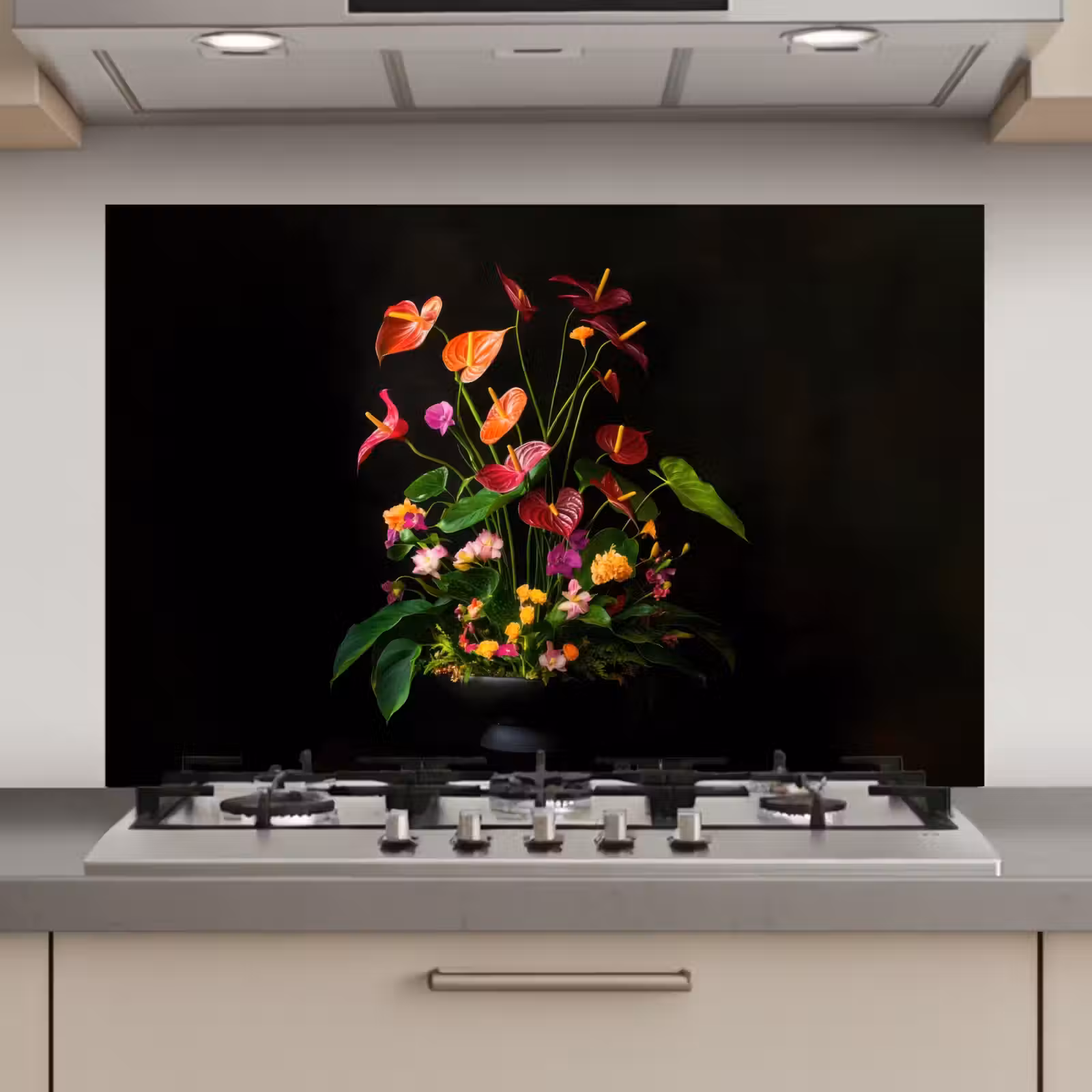 Spatscherm keuken - Bloemen - Vaas - Kleurrijk — 1