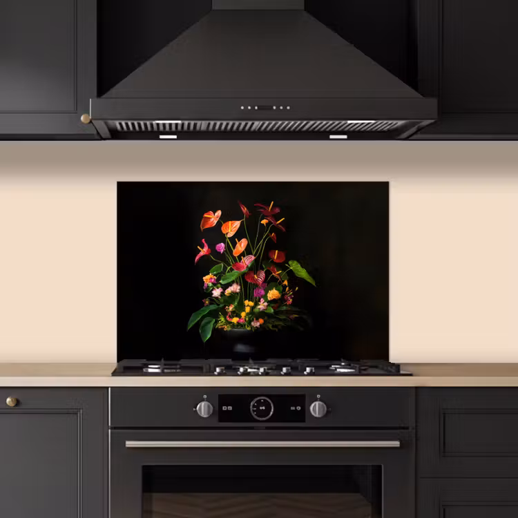 Spatscherm keuken - Bloemen - Vaas - Kleurrijk — 2