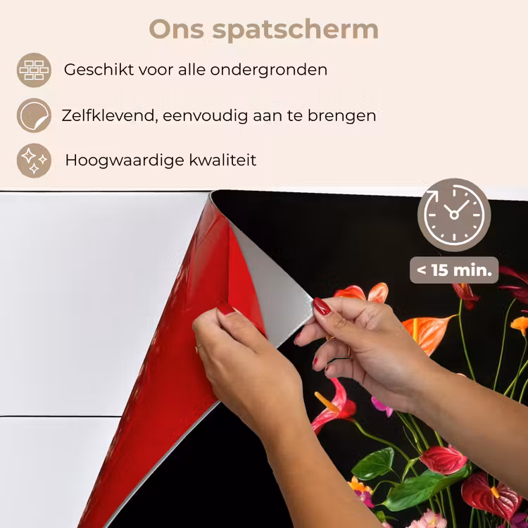 Spatscherm keuken - Bloemen - Vaas - Kleurrijk — 4