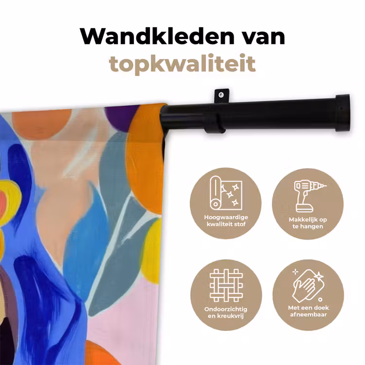 Wandkleed - Abstract Portret Vrouw Grote Oorbellen — 3