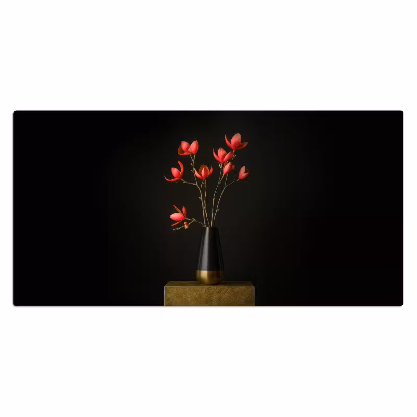 Bureau onderlegger - Rode - Bloemen - Vaas — 1
