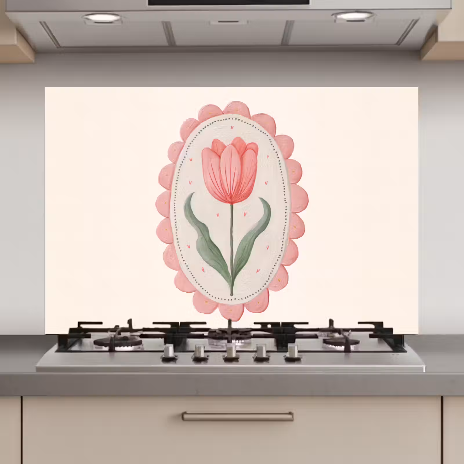 Spatscherm keuken - Tulp - Lijst - Ovaal - Illustratie — 1