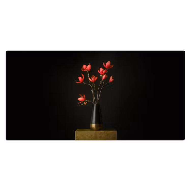 Bureau onderlegger - Rode - Bloemen - Vaas — 1