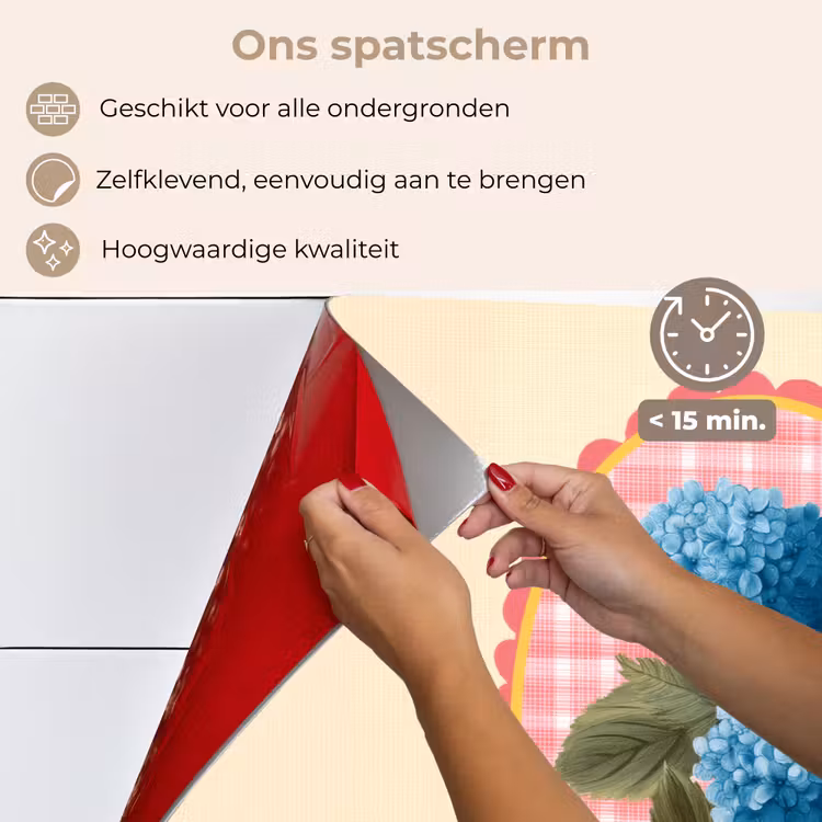 Spatscherm keuken - Bloemen - Blauw - Lijst - Bladeren — 4