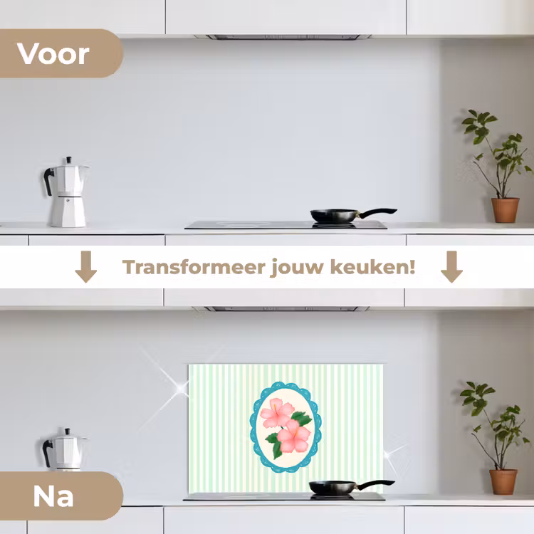 Spatscherm keuken - Bloemen - Ovaal - Strepen - Groen — 3