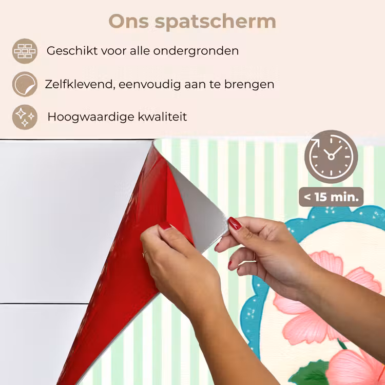 Spatscherm keuken - Bloemen - Ovaal - Strepen - Groen — 4