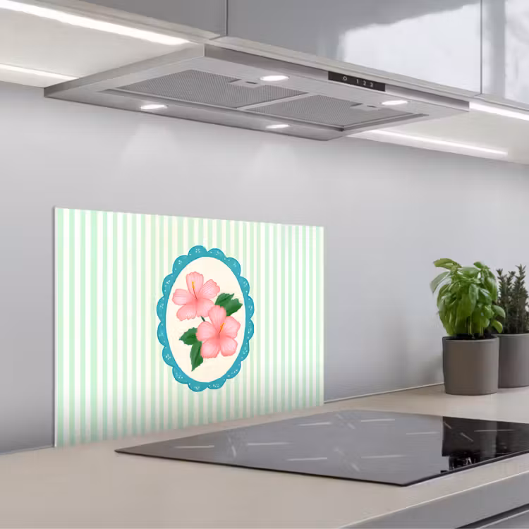 Spatscherm keuken - Bloemen - Ovaal - Strepen - Groen — 5